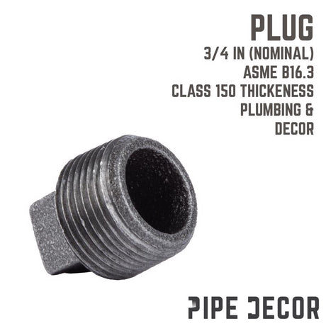 STZ Industries 3/4 in. MIP each Black Malleable Iron Plug, Pack of 5