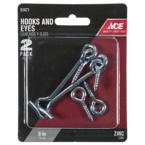 Ace 3 in. L Steel Gate Hooks 2 pk, Pack of 5