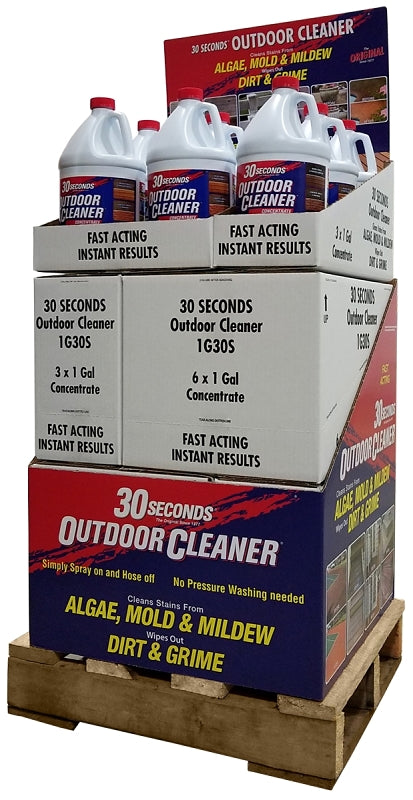 30 Seconds 1G30S QPDU Outdoor Cleaner, 1 gal, Bottle, Liquid, Bleach, Clear/Light Yellow, Pack of 27