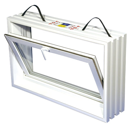 Duo-Corp 3220HOPF8 Hopper Basement Window, 7-7/8 in W Actual, 20 in H Actual, Glass Glass/Screen, Vinyl Frame