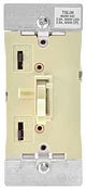Leviton R01-TSL06-1KI Dimmer, 120 V, 600 W, CFL, Halogen, Incandescent, LED Lamp, 3-Way, Ivory