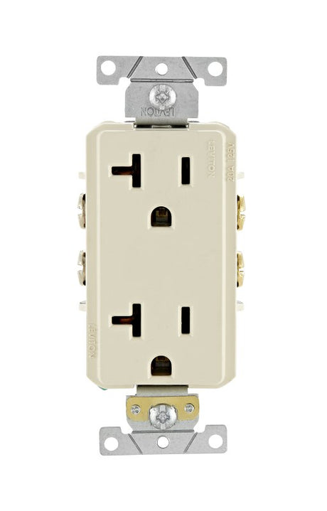 Decora R86-16352-0TS Duplex Receptacle, 2 -Pole, 20 A, 125 VAC, NEMA: 5-20R, Light Almond