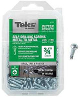 Teks 21372 Screw, #10 Thread, 3/4 in L, Coarse Thread, Pan Head, Phillips Drive, Self-Drilling, Self-Tapping Point, Zinc