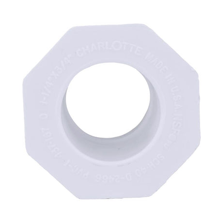Charlotte Pipe Schedule 40 1-1/4 in. Slip X 3/4 in. D Slip PVC Reducing Bushing 1 pk