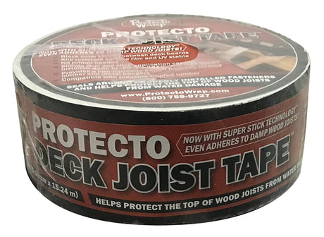 Protecto Wrap Deck Joist Tape Series 84490250SW Flashing Tape, 50 ft L, 2 in W, Poly Backing, Black