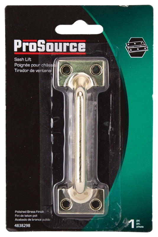 ProSource 20902BBB-PS Sash Lift, 3-7/8 in L Handle, Die-Cast Zinc, Polished Brass