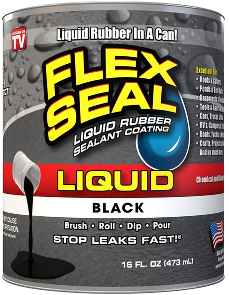 Flex Seal LFSBLKR16 Rubberized Coating, Black, 16 oz Can