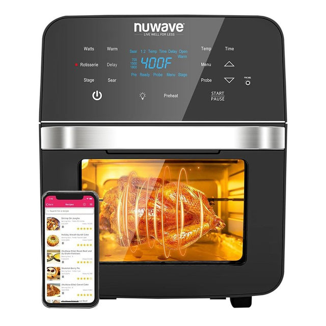 Nuwave 38040 Air Fryer Oven, 15.5 qt, 900, 1500, 1800 W, 1-Basket, LED Touch Pad Control, Black