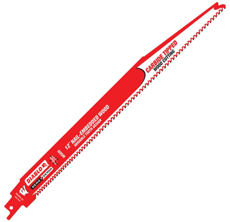 Diablo DS1206CWS3 Reciprocating Saw Blade, 12 in L, 6/9 TPI, Carbide Cutting Edge