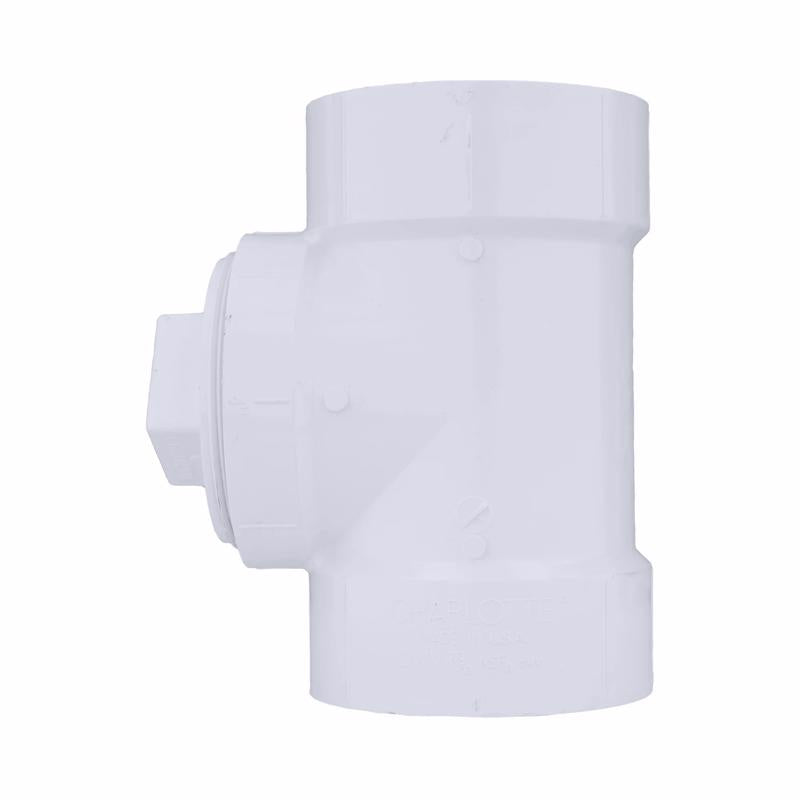 Charlotte Pipe 4 in. Hub X 4 in. D Hub PVC Cleanout Tee 1 pk
