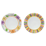 Solo Paper Mixed Garden Party Stripes and Flowers Design Plate 10 in. D 22 pk