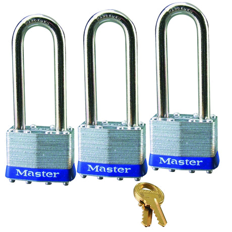 Master Lock 1TRILJ Padlock, 1-3/4 in W Body, Keyed Alike Key, 5/16 in Dia Shackle, 2-1/2 in H Shackle, Steel Shackle