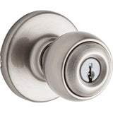 Kwikset 400P 15 6AL RCS Entry Knob, Ball, Polo, Satin Nickel, Zinc, KW1 Keyway, Re-Key Technology: Smartkey, 3 Grade