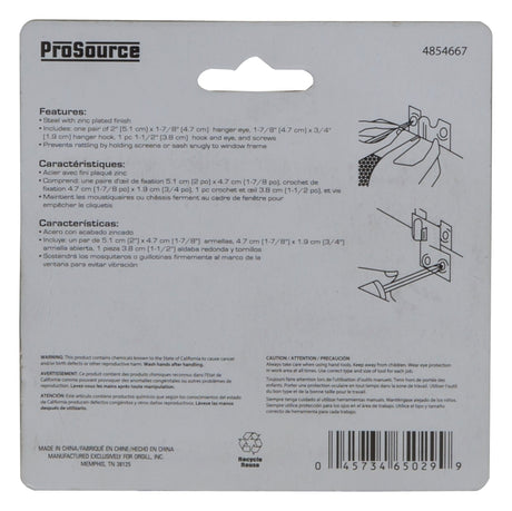 ProSource CL-498-PS Sash Hanger Set, Zinc