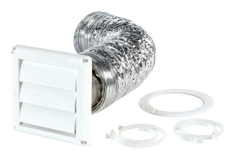 Ace 4 in. W X 4 in. L White Plastic Dryer Vent Kit