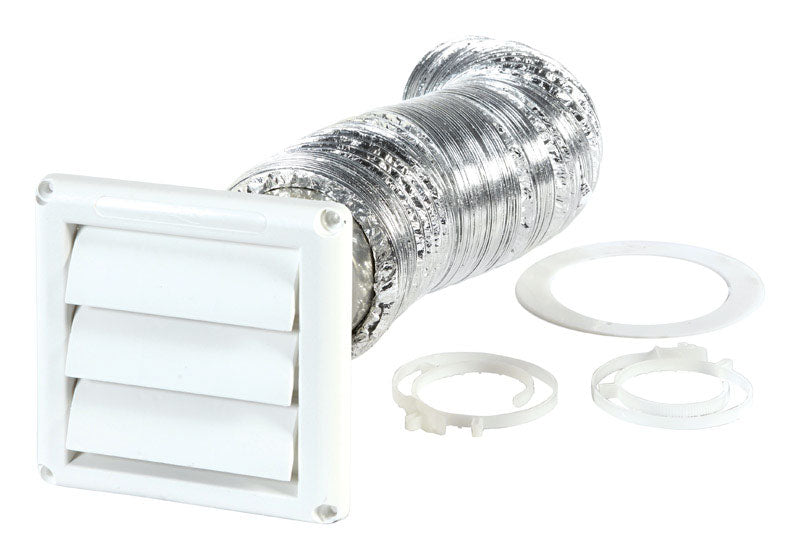 Ace 4 in. W X 6 in. L White Plastic Dryer Vent Kit