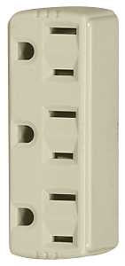 Eaton Wiring Devices 1147V-BOX Outlet Adapter, 2-Pole, 15 A, 125 V, 3-Outlet, NEMA: NEMA 5-15R, Ivory