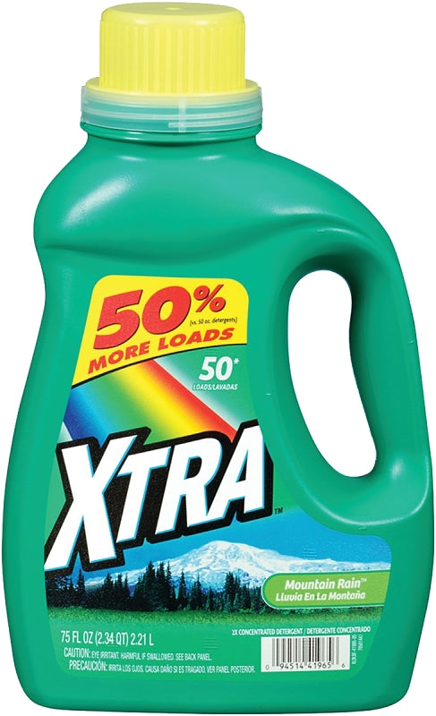 Xtra 41965 Laundry Detergent, 75 oz, Liquid, Mountain Rain, Pack of 6