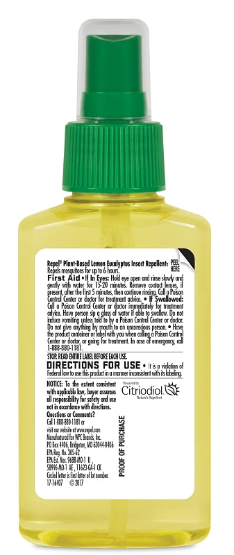 Repel HG-94109 Insect Repellent, 4 fl-oz, Bottle, Liquid, Yellow, Lemon Eucalyptus, Pack of 6