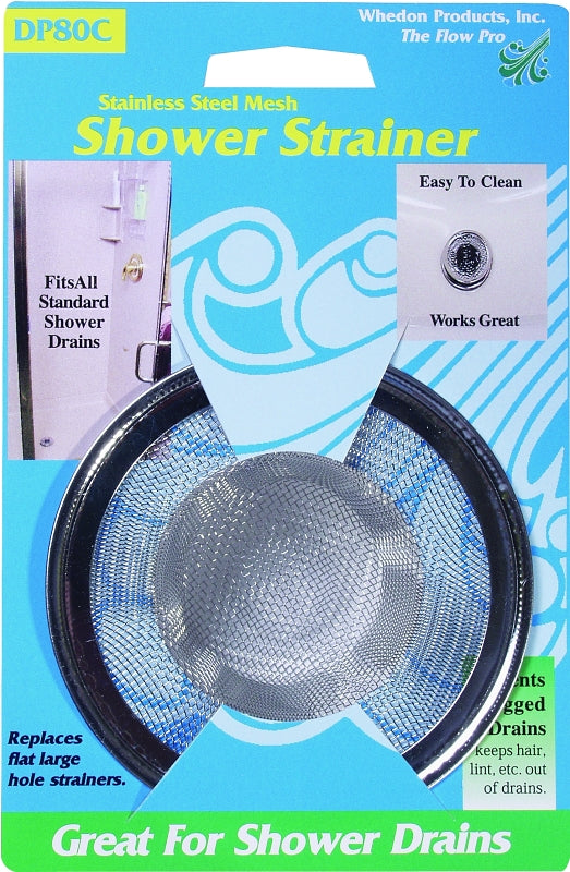 Whedon DP80C Shower Strainer with Ring, Stainless Steel, For: Bathtub Drains