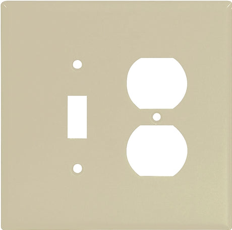 Eaton Wiring Devices 2148V-BOX Combination Wallplate, 5-1/4 in L, 5-5/16 in W, 2 -Gang, Thermoset, Ivory, Pack of 10