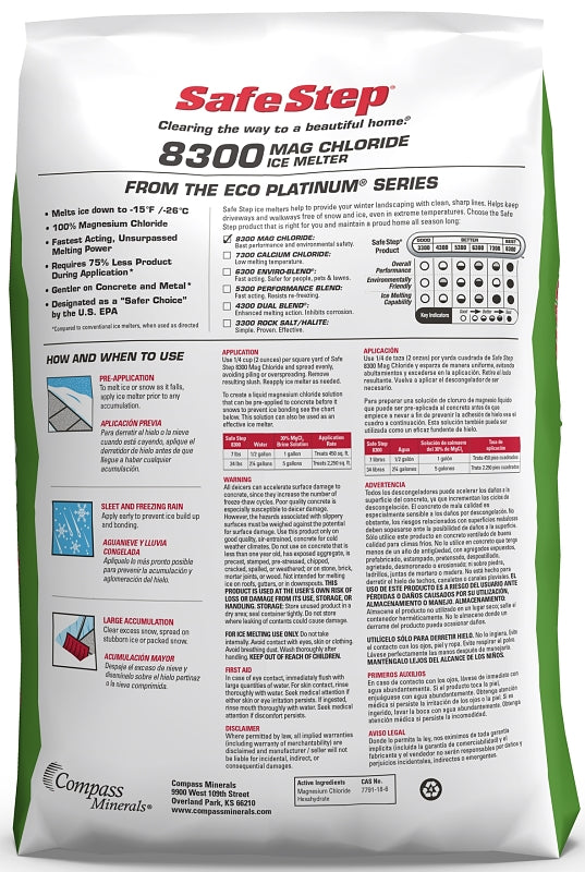 Safe Step 8300 53851 Ice Melter, Granular Crystal, Crystal, 50 lb Bag