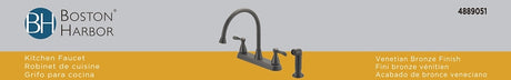 Boston Harbor F8210001RW Kitchen Faucet, 1.8 gpm, 4-Faucet Hole, Metal/Plastic, Venetian Bronze, Deck Mounting
