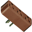 Eaton Wiring Devices BP1147B Outlet Adapter, 2-Pole, 15 A, 125 V, 3-Outlet, Brown, NEMA: NEMA 5-15R