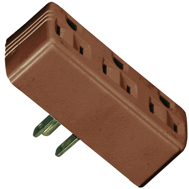 Eaton Wiring Devices BP1147B Outlet Adapter, 2-Pole, 15 A, 125 V, 3-Outlet, Brown, NEMA: NEMA 5-15R