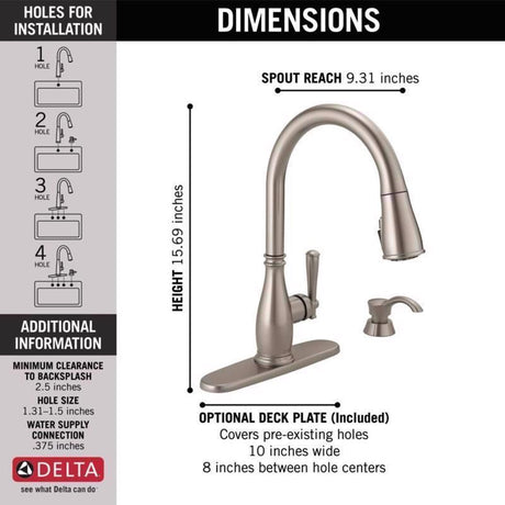 Delta Charmaine One Handle Stainless Steel Pull-Down Kitchen Faucet