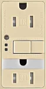 Eaton Wiring Devices TRSGFNL15V-K GFCI and Nightlight, 2 -Pole, 15 A, 125 V, Back, Side Wiring, NEMA: 5-15R, Ivory