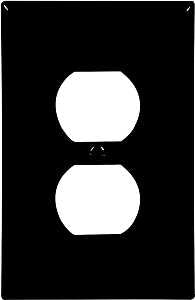 Eaton Wiring Devices PJ8BK Series Duplex and Single Receptacle Wallplate, Mid-Size, 4-7/8 in L, 3-1/8 in W, Black