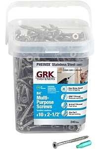 GRK Fasteners 61633 Framing and Decking Screw, #10 Thread, 2-1/2 in L, W-Cut Thread, Flat Head, Star Drive, 240 PK
