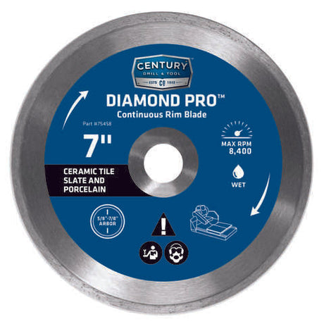 Century Drill & Tool Diamond Pro 7 in. D X 7/8 in. Steel Continuous Rim Diamond Saw Blade 1 pc