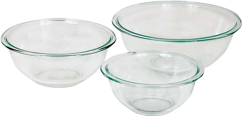 Anchor Hocking 81572L11 Mixing Bowl Set, Includes: (1) 1 qt, (1) 1.5 qt, (1) 2.5 qt Bowls, Glass, Clear, Pack of 2