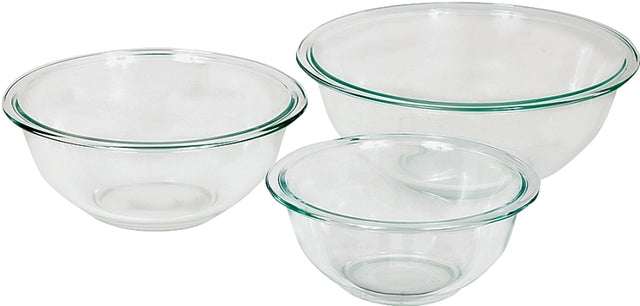 Anchor Hocking 81572L11 Mixing Bowl Set, Includes: (1) 1 qt, (1) 1.5 qt, (1) 2.5 qt Bowls, Glass, Clear, Pack of 2