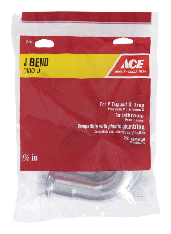 Ace 1-1/4 in. D Chrome Plated Brass J Bend