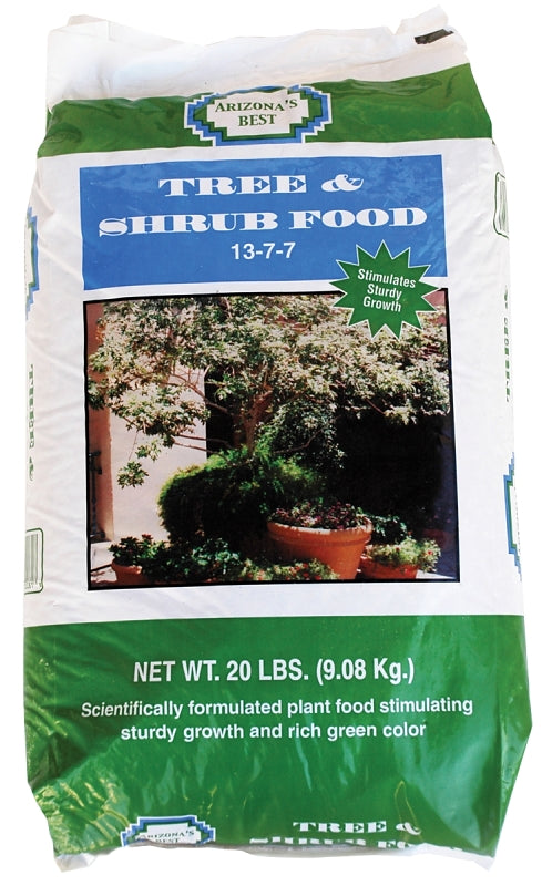 Arizona's Best AZB10081 Tree and Shrub Food, 20 lb, Solid, 13-7-7 N-P-K Ratio