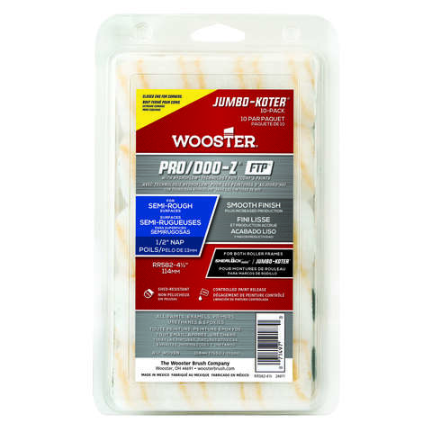 Wooster Pro/Doo-Z Fabric 4.5 in. W X 1/2 in. Jumbo Paint Roller Cover 10 pk, Pack of 4