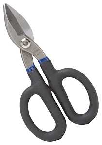 Vulcan TS-01407 Snip, 7 in OAL, 2 in L Cut, Straight Cut, Carbon Steel Blade, Non-Slip Grip Handle, Black/Blue Handle