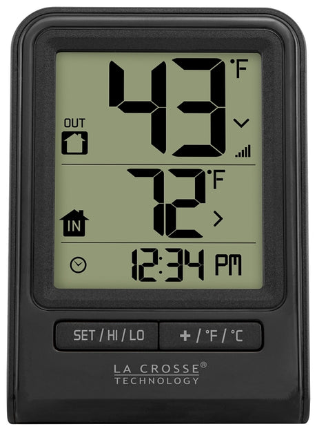 La Crosse 308-1409BT-CBP Wireless Thermometer, 2.63 in L x 1.35 in W x 3.67 in H Display, 32 to 122 deg F