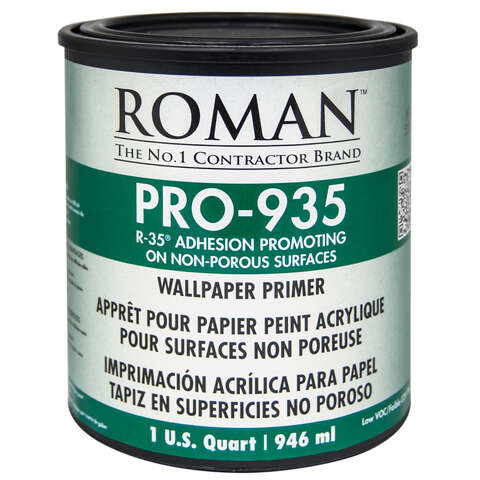 Roman R-35 Clear Water-Based Acrylic Wallcovering Primer 1 qt, Pack of 6