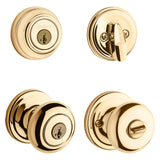 Kwikset Signature Series 991J 3 SMTCP Combination Lockset, Knob Handle, Juno Design, Polished Brass, 2 Grade