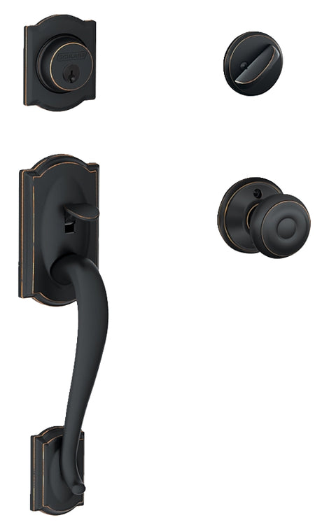 Schlage F60VCAMXGEO716 Combination Lockset, Mechanical Lock, Knob Handle, Round Design, Aged Bronze, Yes, 1 Grade