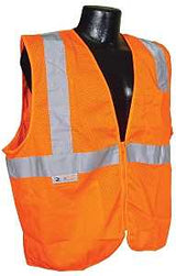 Radians SV2ZOM-L Economical Safety Vest, L, Unisex, Fits to Chest Size: 26 in, Polyester, Orange/Silver, Zipper
