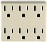 Leviton 6ADPT-I Adapter, 15 A, 125 VAC, 6 -Outlet, NEMA: NEMA 5-15R, Ivory