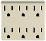 Leviton 6ADPT-I Adapter, 15 A, 125 VAC, 6 -Outlet, NEMA: NEMA 5-15R, Ivory