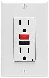 Leviton C12-GFNT1-RNW GFCI Duplex Receptacle, 2 -Pole, 15 A, 125 V, Back, Side Wiring, NEMA: 5-15R, White