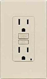 Leviton C36-GFNT1-0PT GFCI Duplex Receptacle, 2 -Pole, 15 A, 125 V, Back, Side Wiring, NEMA: 5-15R, Light Almond
