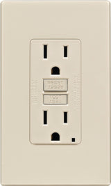 Leviton C36-GFNT1-0PT GFCI Duplex Receptacle, 2 -Pole, 15 A, 125 V, Back, Side Wiring, NEMA: 5-15R, Light Almond